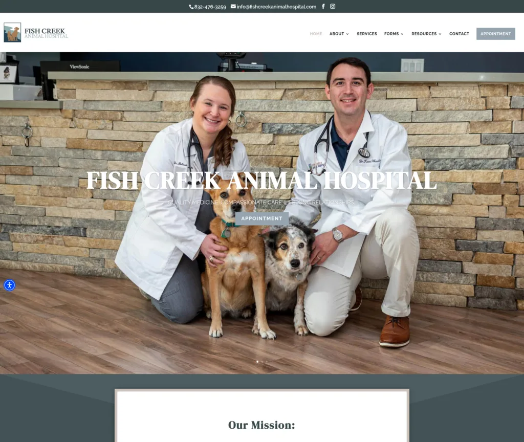 Ребилд WordPress для ветеринарной клиники — Divi на Elementor за 16 дней — вид на desktop при ширине 1920 px