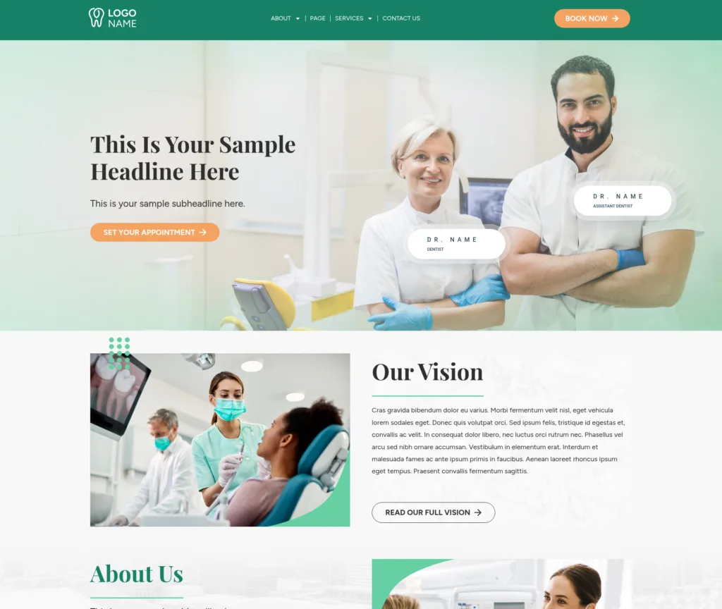 Сборка 7 стоматологических шаблонов WordPress, из Figma в Elementor — 170 часов, 30 дней — Template 5 (desktop)