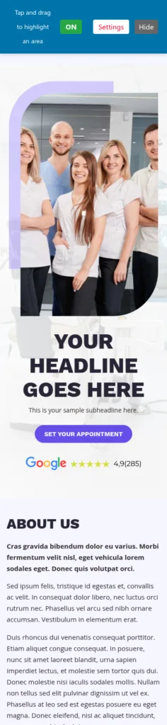 Сборка 7 стоматологических шаблонов WordPress, из Figma в Elementor — 170 часов, 30 дней — Template 7 (mobile)